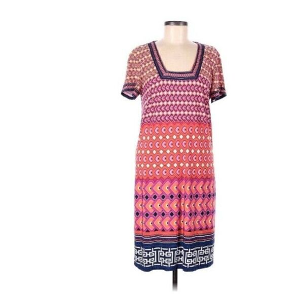Laundry by Shelli Segal XS Pull On Geometric Colorful Shift Dress Knee Length - Picture 1 of 12